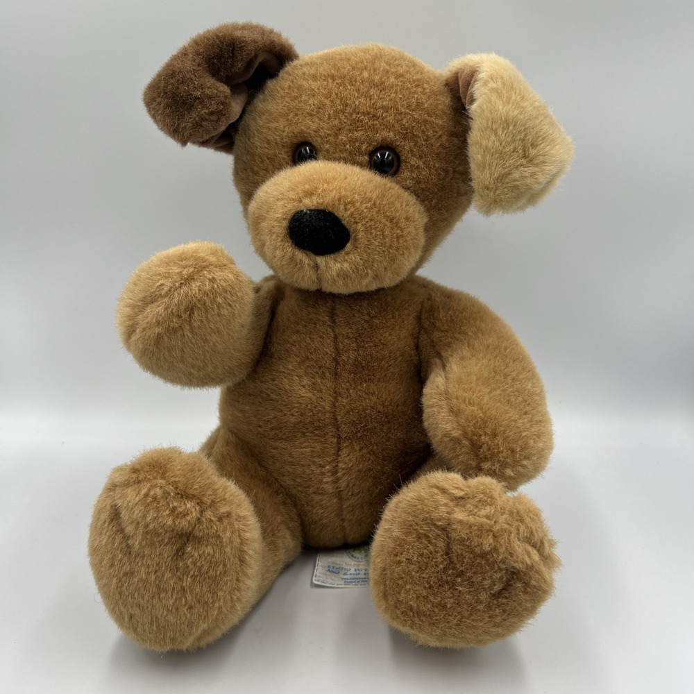 RETIRED Vintage Build A Bear Puppy Dog Brown/Tan Stuffed Plush Tab 12" BAB